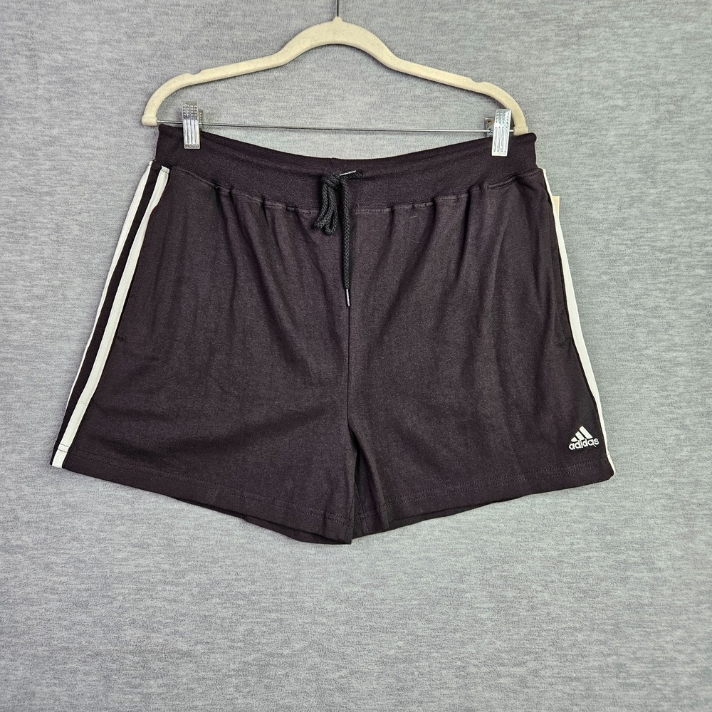 Adidas Shorts Women Large Black Athletic Running Gym Drawstring 3 Stripe